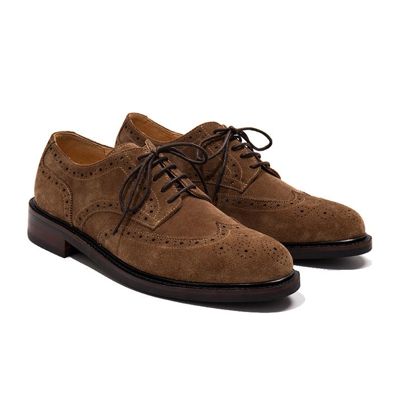 Modne Nowy Styl Dojazdy Biznesowe Buty Wizytowe Buty ze Skóry Naturalnej Zamsz Krowi Sznurowane Casualowe Dżentelmeńskie Brogsy Rzeźbione Buty Ślubne