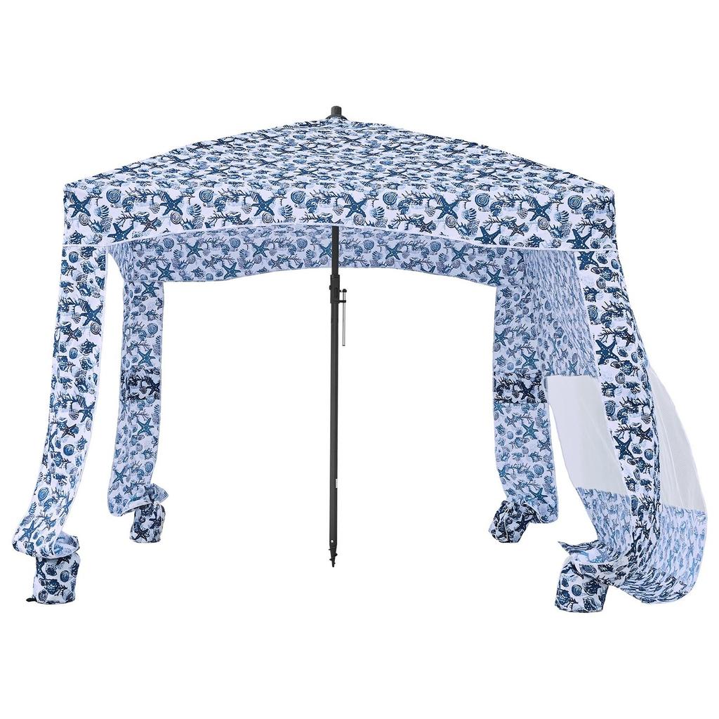 Beach Cabana, 1.83 x 1.83 m Beach Canopy with Side Wall, UPF 50+ Protection Easy Setup Cabana Tent with Sand Pockets, Large Outdoor Portable Shade,