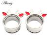 Alisouy 2PC Edelstahl Finger Blume Eule Fledermaus Ohr Tunnel Plug Flesh Expander Bahren Messgeräte Ohrring Piercing Körper Schmuck