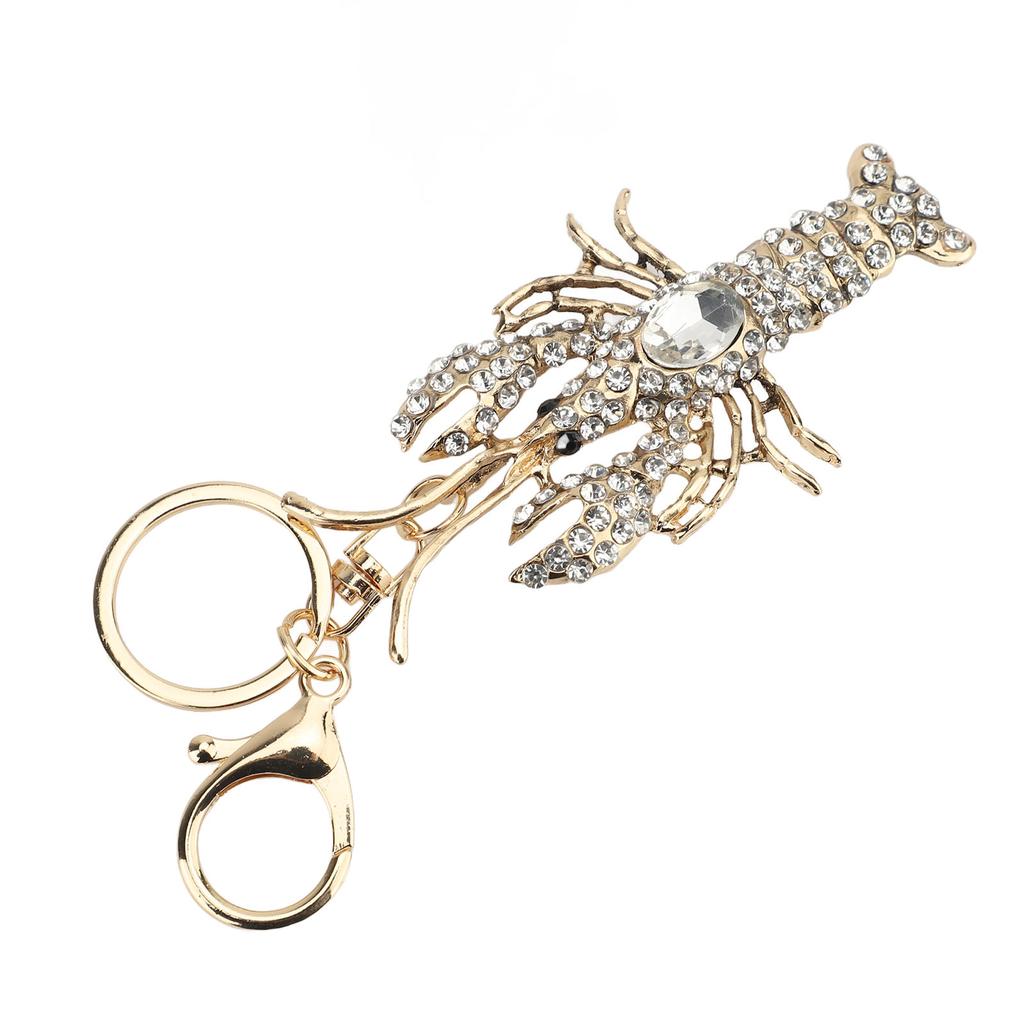 Strass Hummer Schlüsselanhänger Zinklegierung Glitzer Bling Funkelnder Schlüsselanhänger Handtaschenzubehör für Frauen Mädchen Weiß