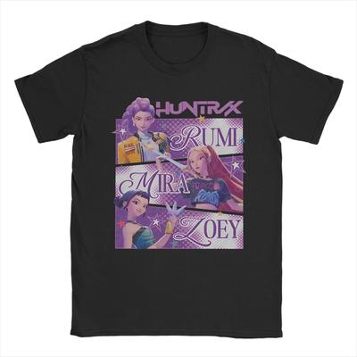 Huntrix Demon Hunters Tour Poster T-Shirt Harajuku T-Shirts Short Sleeves Tshirt Summer Pure Cotton Crewneck Oversized Top Tees