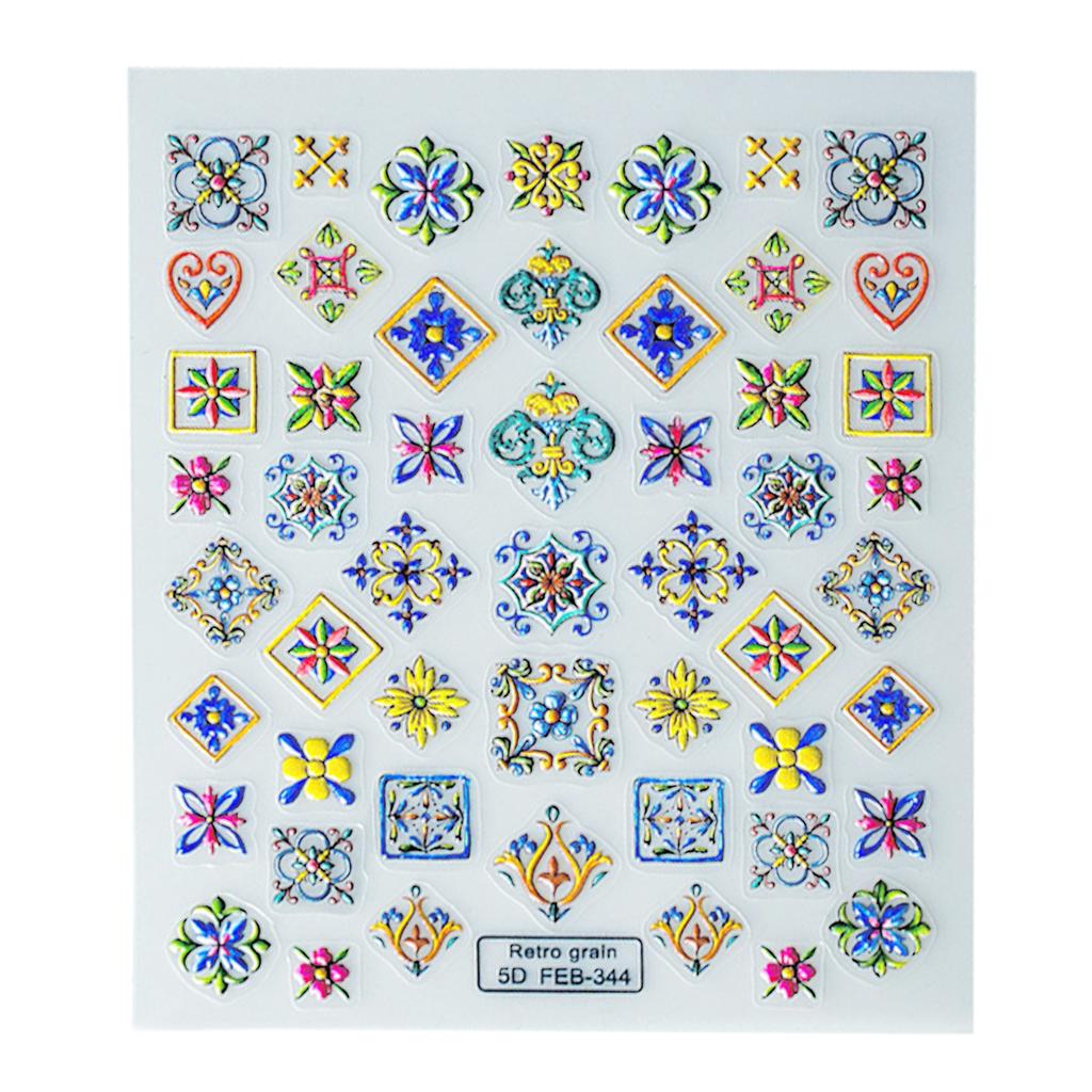3D Flowers Manicure Stickers Self Adhesive Embossed Nail Decals for Women Manicure Decoration