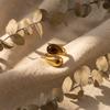 Retro Gold Color Irregular Metal Ring for Women Men Stainless Steel Natural Tiger Eye Opening Ring Aesthetic Dating Jewelry