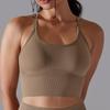 Solid Color Cross Back Sports Bra, Tight Fitting, Shock-absorbing, Gathering, High-strength Vest, Yoga And Fitness Bra For Women
