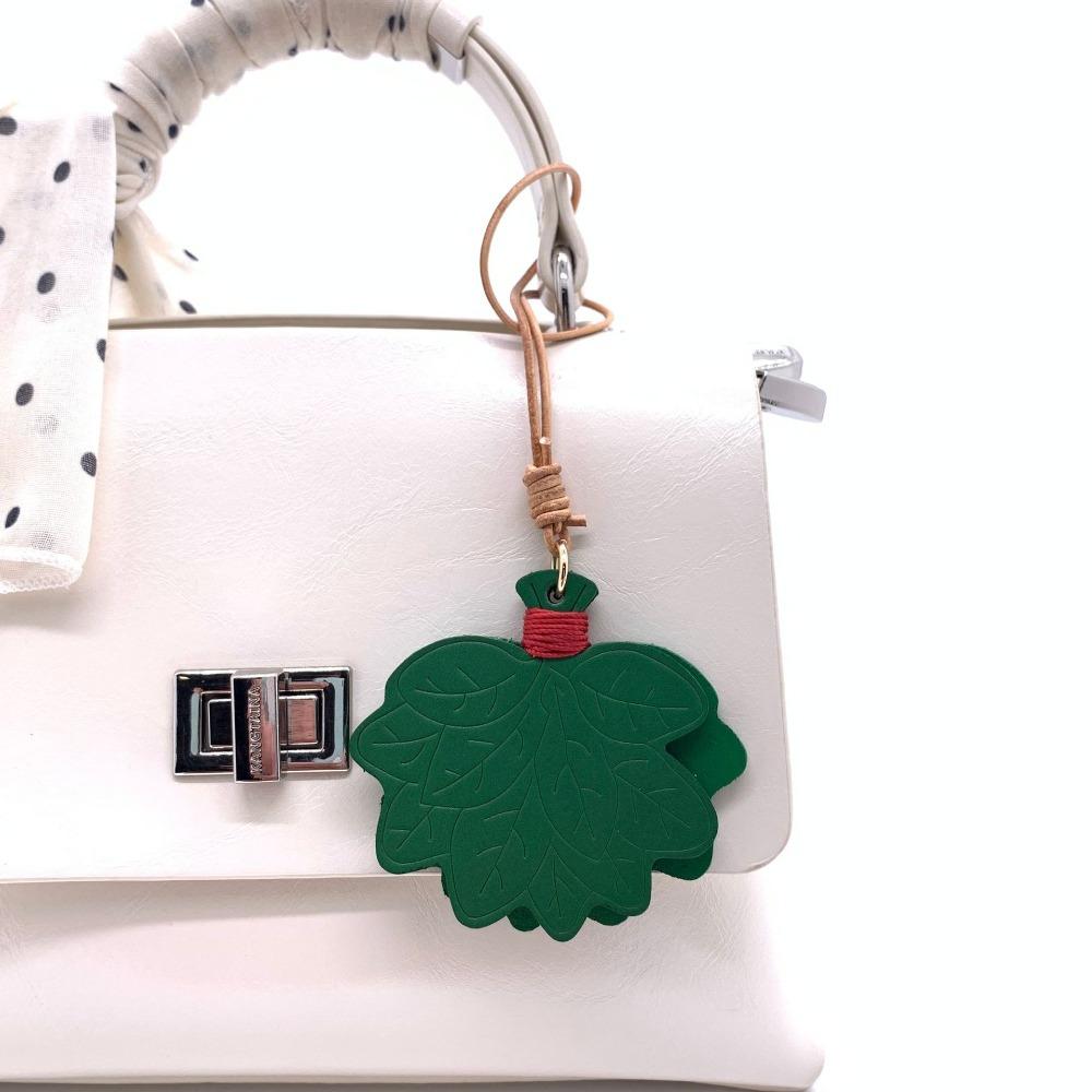 

Exquisite Leaves Leather Key Chain Pearl Chain Bag Pendant Mini Pomelo Leaves Keyring Car Key Style1