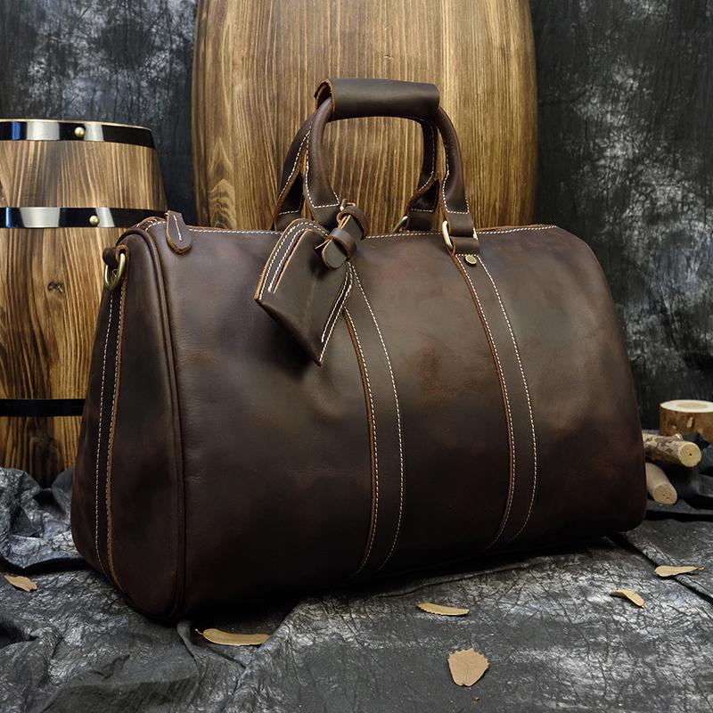 Fashion Vintage Leather Travel Hand Luggages Men's Duffle Handbags Travelling Business Tote Bag Brand Designer Bag For Men Gift