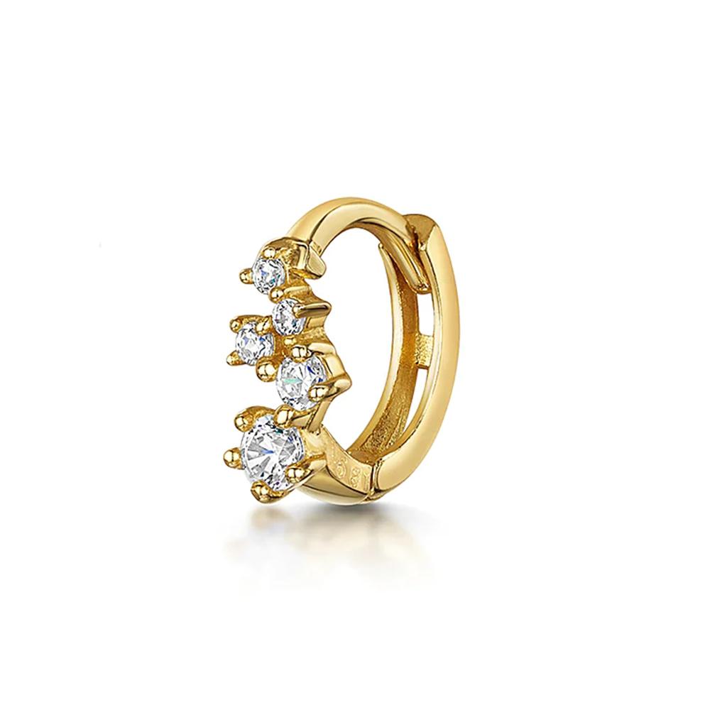 LENNIK 925 Silver Shiny Rhinestone Hoop Earrings For Women Single Cartilage Small Hoop Ear Bone Buckle Piercing Jewelry