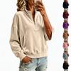 Damen Casual Samt Stehkragen Sweatshirt Langarm Farbe Pullover