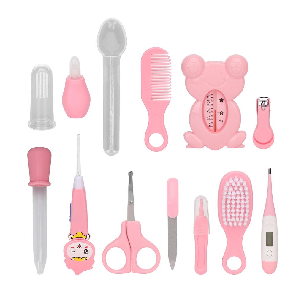 Baby Healthcare Kit Scissors Nail Clippers Tweezers Feeding Spoon Thermometer Comb Infants Grooming