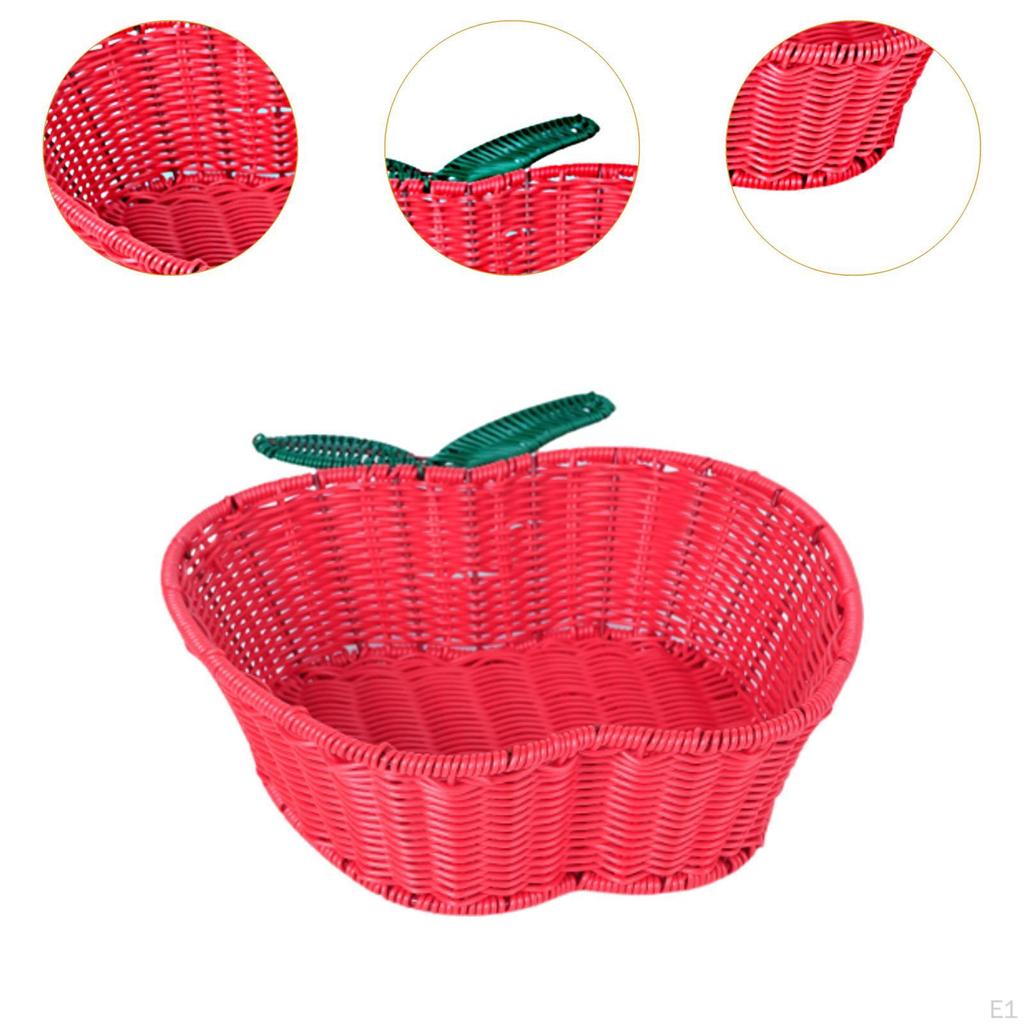 Apple Design Handcrafted Basket for Fruits and Cookies, Imitation Rattan