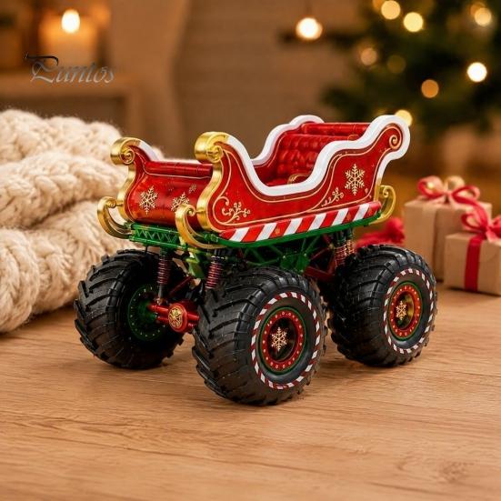 Decorative Holiday Gifts for Collectors Retro Christmas Sleigh Truck Ornament, Vehicle Figurine, Resin Vintage Durable Craft Decoration, Red