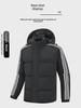 Men's Hooded Cotton-Padded Jacket, Size M-8XL, Winter Warmth, Casual Three-Bar Design
