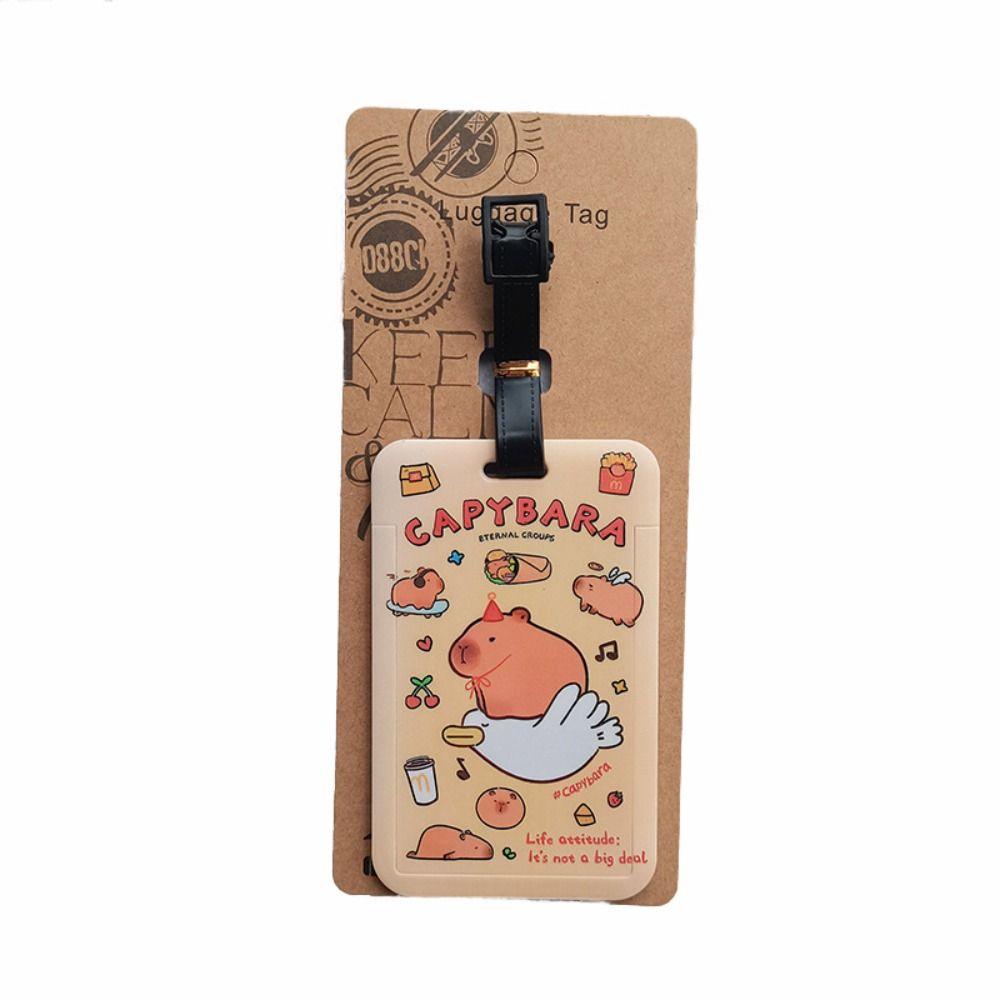 Cartoon Capybara Travel Luggage Tag Name Address Tel Soft Silicone Baggage Labels Mark Hanging Sign Board Baggage Tags