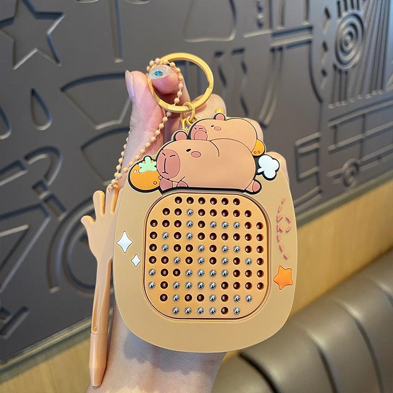 Magnetic Steel Ball Drawing Board Keychain - Cute Backpack Pendant or Car Key Accessory Gift.