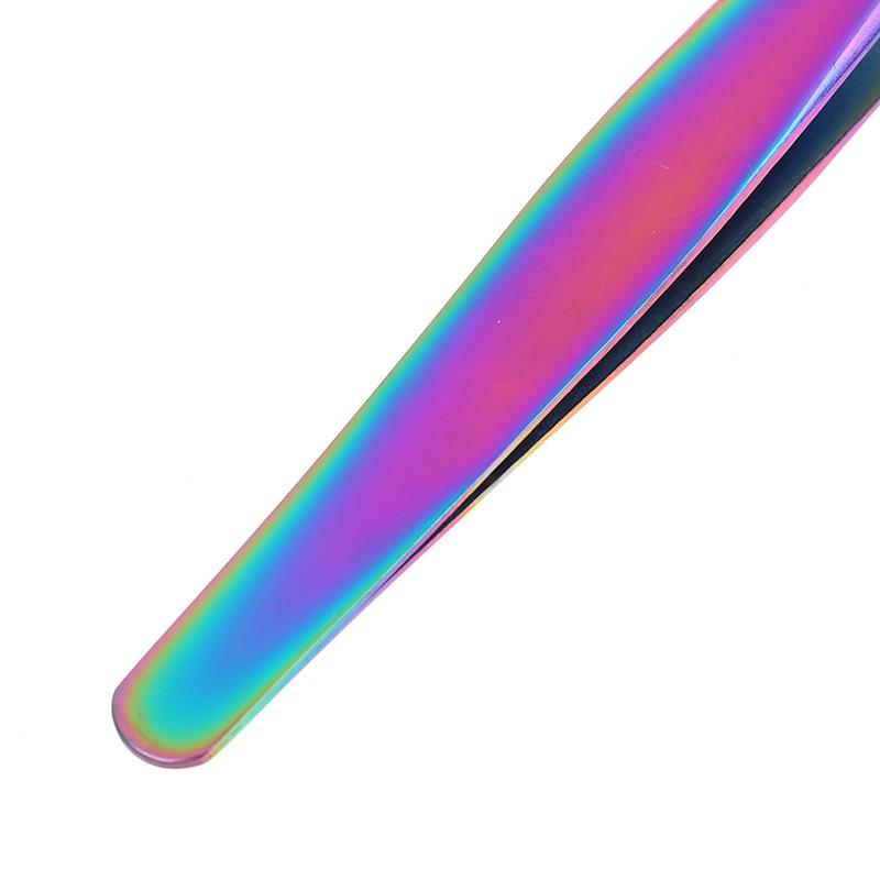 1Pc Multicolor  Stainless Steel Eyelashes Tweezers Curved Straight For Eyelash Tongs False Clip Professional For Lashes Extension Tools