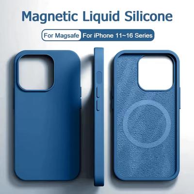 Magnetic Liquid Silicone Shockproof Case For iPhone 17 16 15 14 13 Pro Max 16 Plus For Magsafe Wireless Charge Cover