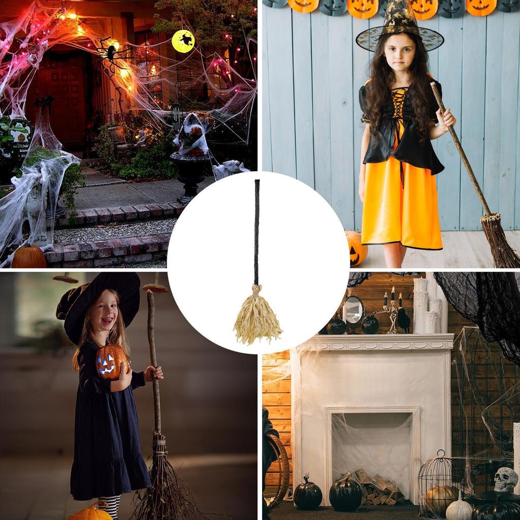 1:1 Witch Broom Halloween Green Led Witch Broom Decor Lighted Spooky Supplies Decorations For Door Porch Haunted House Yard