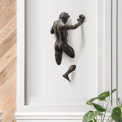 Yousheng Male Abstract Sculpture Resin Art Wall Decor Human Body Statue Wall Mount Artistic Figure Sculpture for Home Living Room Gallery