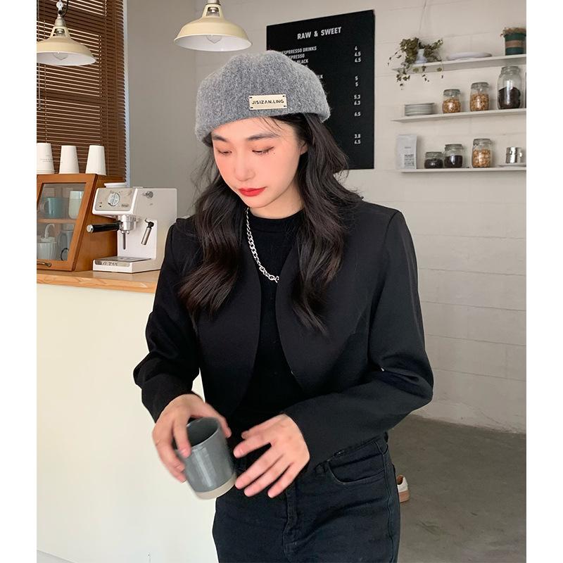 Woolen iron standard front and rear two wearing berets children autumn and winter retro versatile big head circumference painter hat forward hat