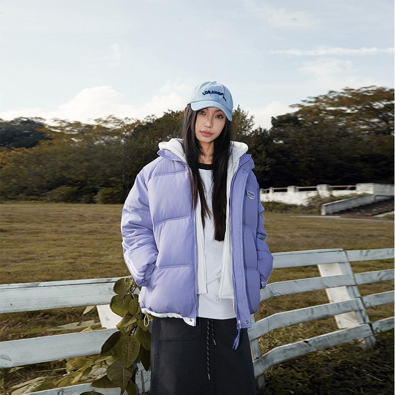 Korean version of the new loose cotton suit women's short fake two casual 2025 thickened bread jacket warm jacket