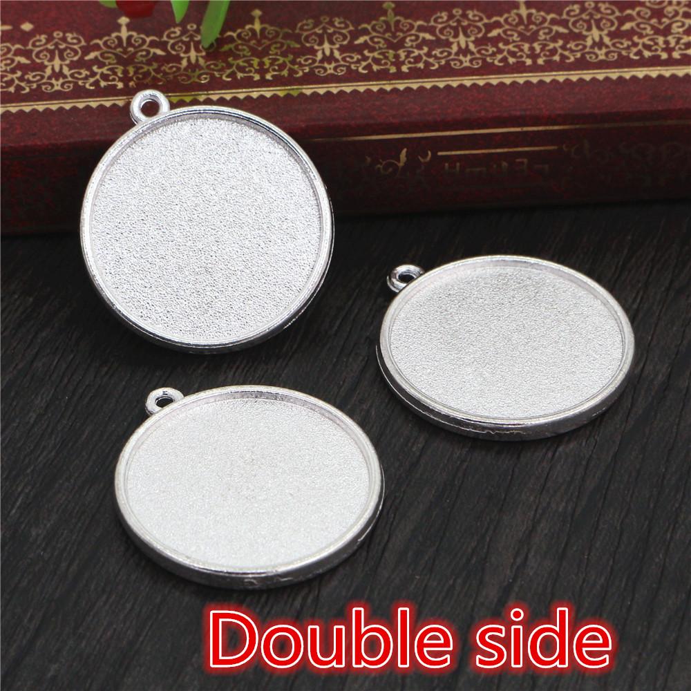 10pcs 25mm Inner Size Antique Silver Plated Square Cabochon Base Cameo Setting Charms Pendant For 10 mm Leather Bracelet