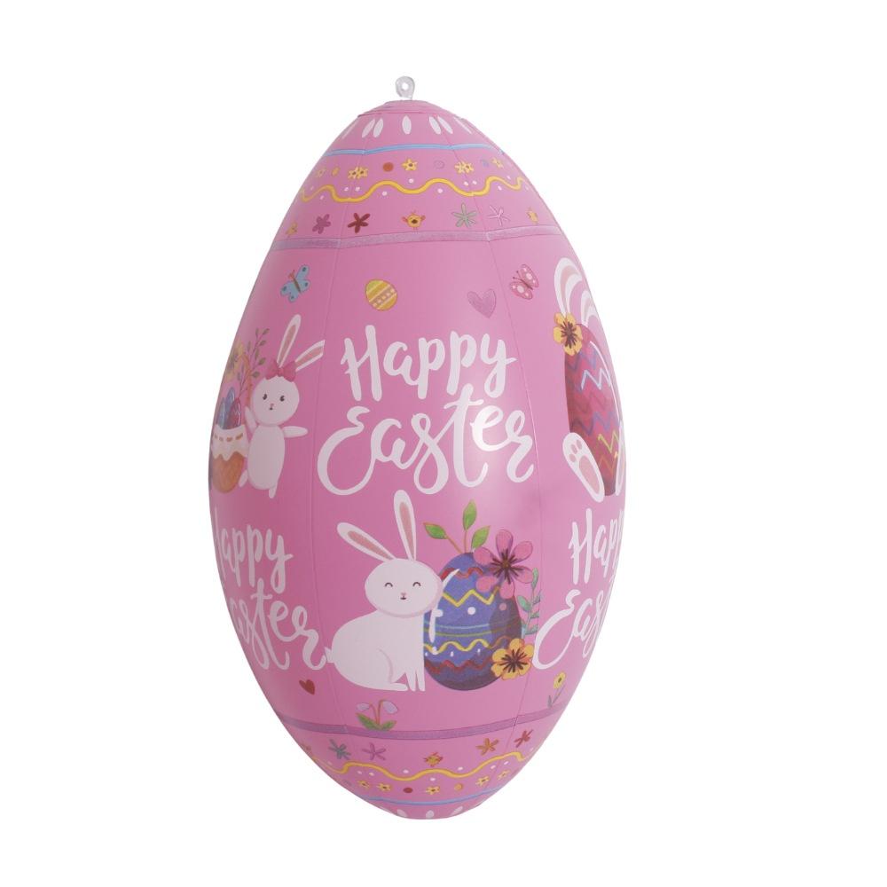 

16 Inch Giant Easter Egg Inflatable Ball Colorful Rabbit Pattern PVC Balloon Outdoor Garden Pendant Ornament Easter Party Decor рожевий