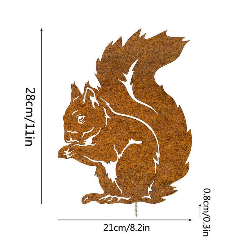 Metal Squirrel Steel Silhouette Metal Squirrel Silhouette Outdoor Decorations Stake Ornament Yard Art Garden Sculpture