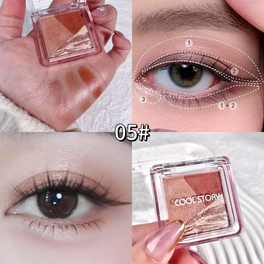 3-color Caramel Chocolate Eyeshadow Palette Pearlescent Whitening Mini Eye Shadow Palette Waterproof Glitter Powder Set Portable