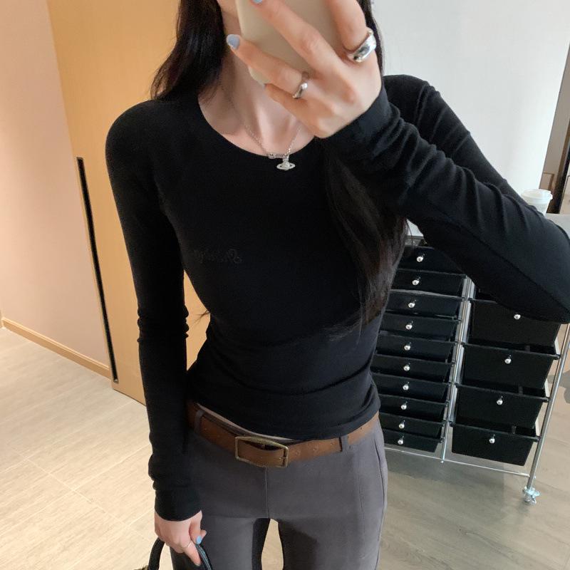 

Brand Women s Navy Tencel Embroidered Long Sleeve Round Neck T-shirt M
