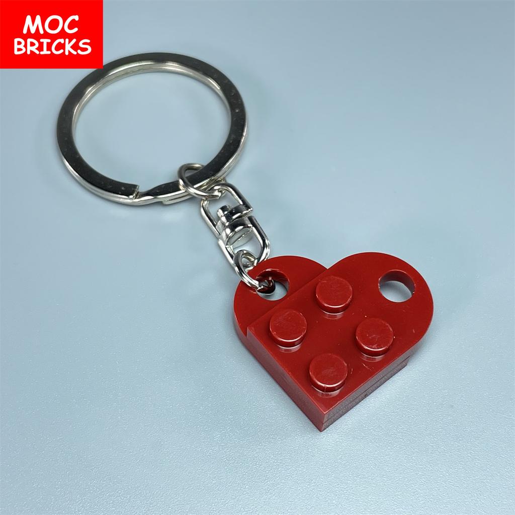 Non-Toxic Moc Bricks Heart Key Chain Plate Modified 2X3 With Hole 3176 Coupling Love Thanksgiving Educational Building Block Lovers Gift