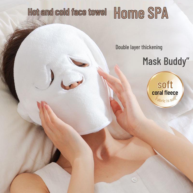 Thickened Pure Cotton Ear-Hanging Facial Towel for Hot & Cold Compress