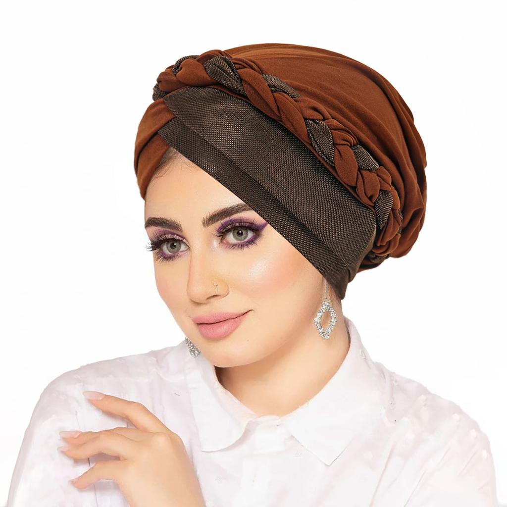 Muslim Women Hijabs Islamic Headwear Braid Head Wrap Chemo Cap Turban Hat