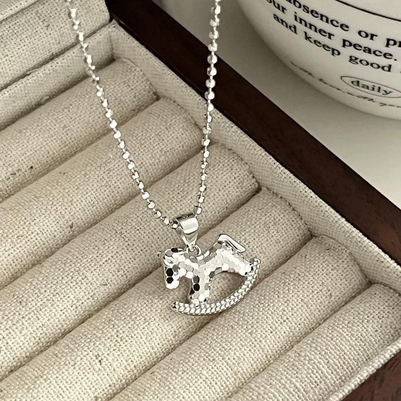 Fashion Exquisite Pony Pendant Necklace For Woman Girlish Versatile Clavicle Chain New Year Jewelry Accessories Horse Year Gift