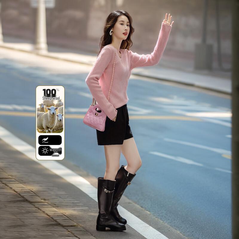 Demana Women s 100% Merino Wool Jacquard Knit Sweater L