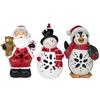 Lighted Christmas Decoration Vintage Resin Snowman/Santa/Penguin Figurine with LED Light for Holiday Winter Table Centerpiece