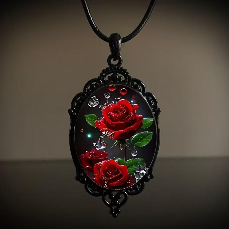 Винтажное Овальное Стеклянное Сплавное Подвеска Ожерелье Украшения фото