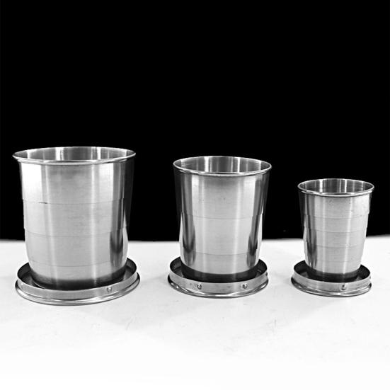 Taza Plegable de Acero Inoxidable Taza de Viaje Plegable con Llavero Taza Portátil para Beber al Aire Libre para Acampar Senderismo Pesca Uso