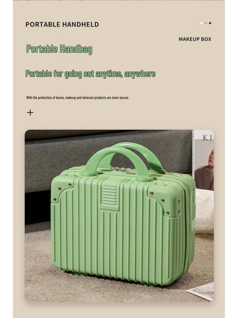 14-Inch Retro Makeup Case: Cute, Portable Travel Storage for Women and Students
