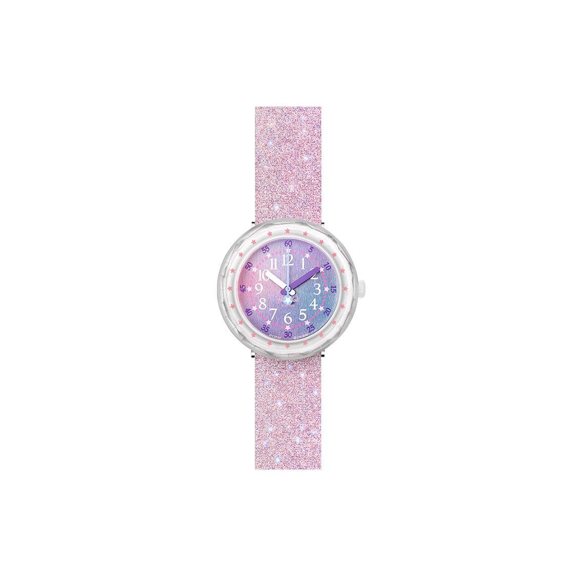 Swatch Quartz Movement 30M Water Resistant Kids Watch Pink Dial Plastic Case Silicone Strap Kids watches ZFCSP107 Pink Strap