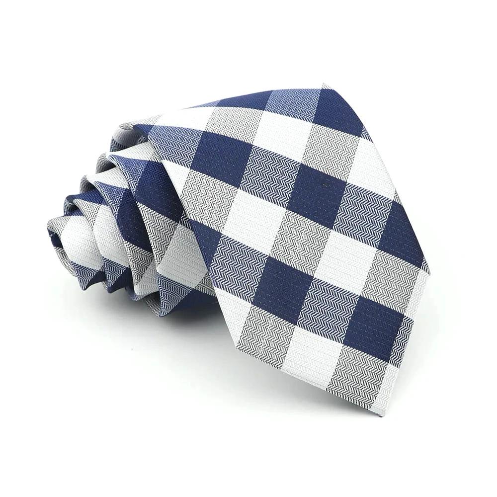 Krawat męski krawat w kratę zielony fioletowy niebieski krawat ślubny biznesowy kołnierzyk dla pana młodego akcesoria prezent