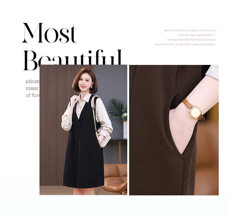 2024 French Chic Sleeveless Vest Dress: Plus Size Mother's Spring & Autumn Fashion