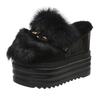 Slim Women's Slim Slippers Wedge Water Diamond Inner Elevated Thick Sole Shoes Women's Autumn and Winter Shoes Fur Plush Fashion