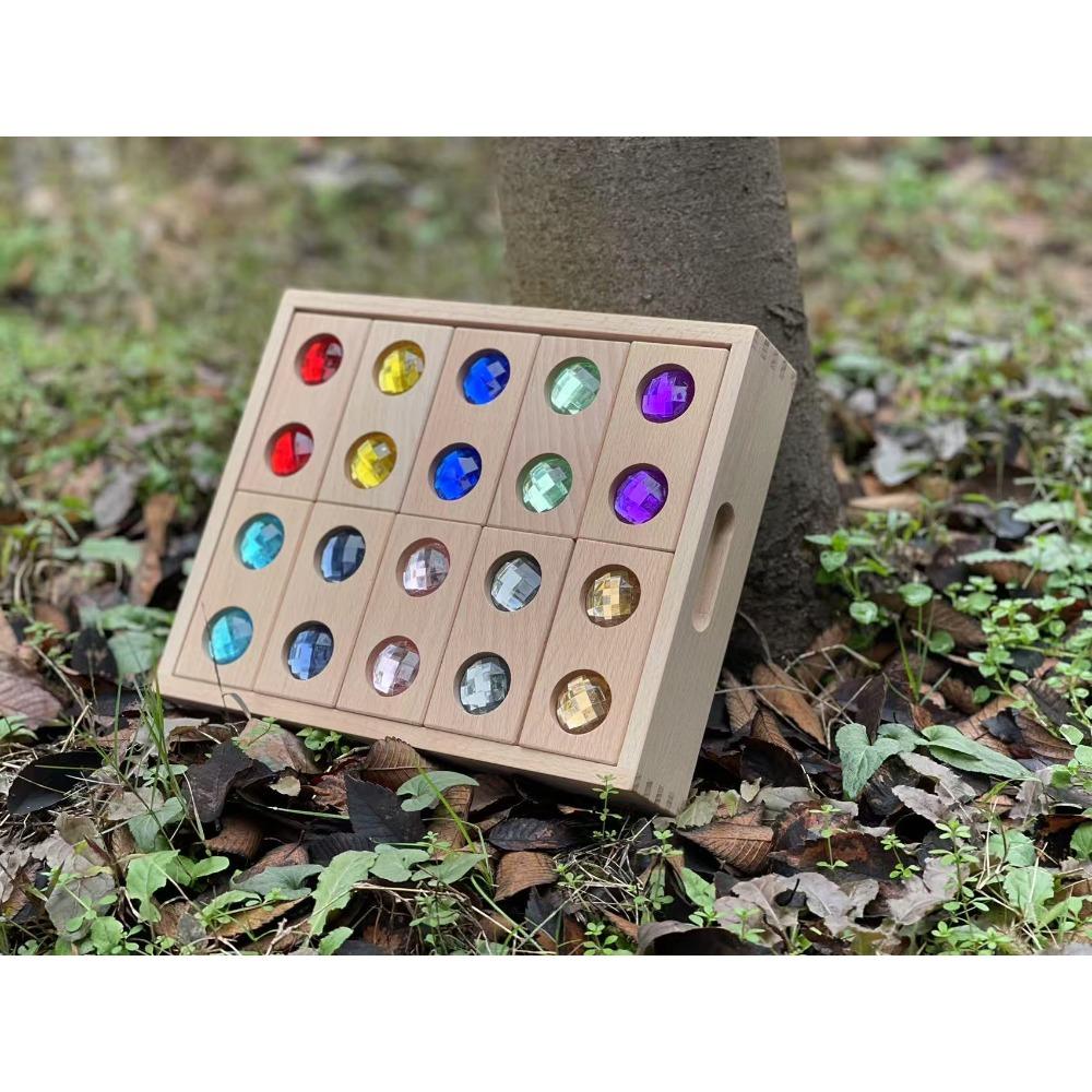 Rainbow Building Block Mandala Translucent Diamond Matching Color Castle Building Block Interior Creative Ornaments Stacking Music Toys