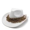 Retro Ethnic Style Tassel Felt Hat, Unisex Jazz Flat Brim Hat, British Wool Top Hat, Felt Hat