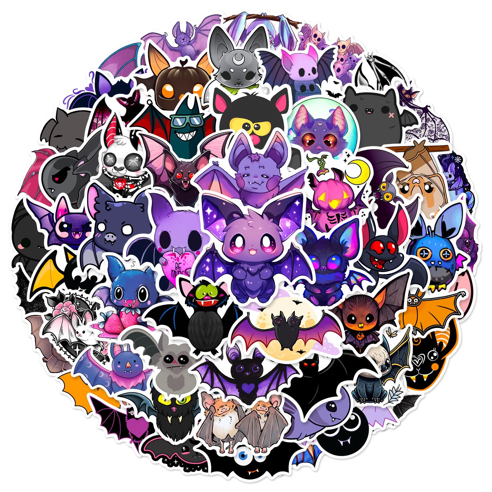 

60Pcs Halloween Bat Stickers Cute Bat DIY Stickers Scrapbooking Phone Luggage Skateboard Waterproof Decals