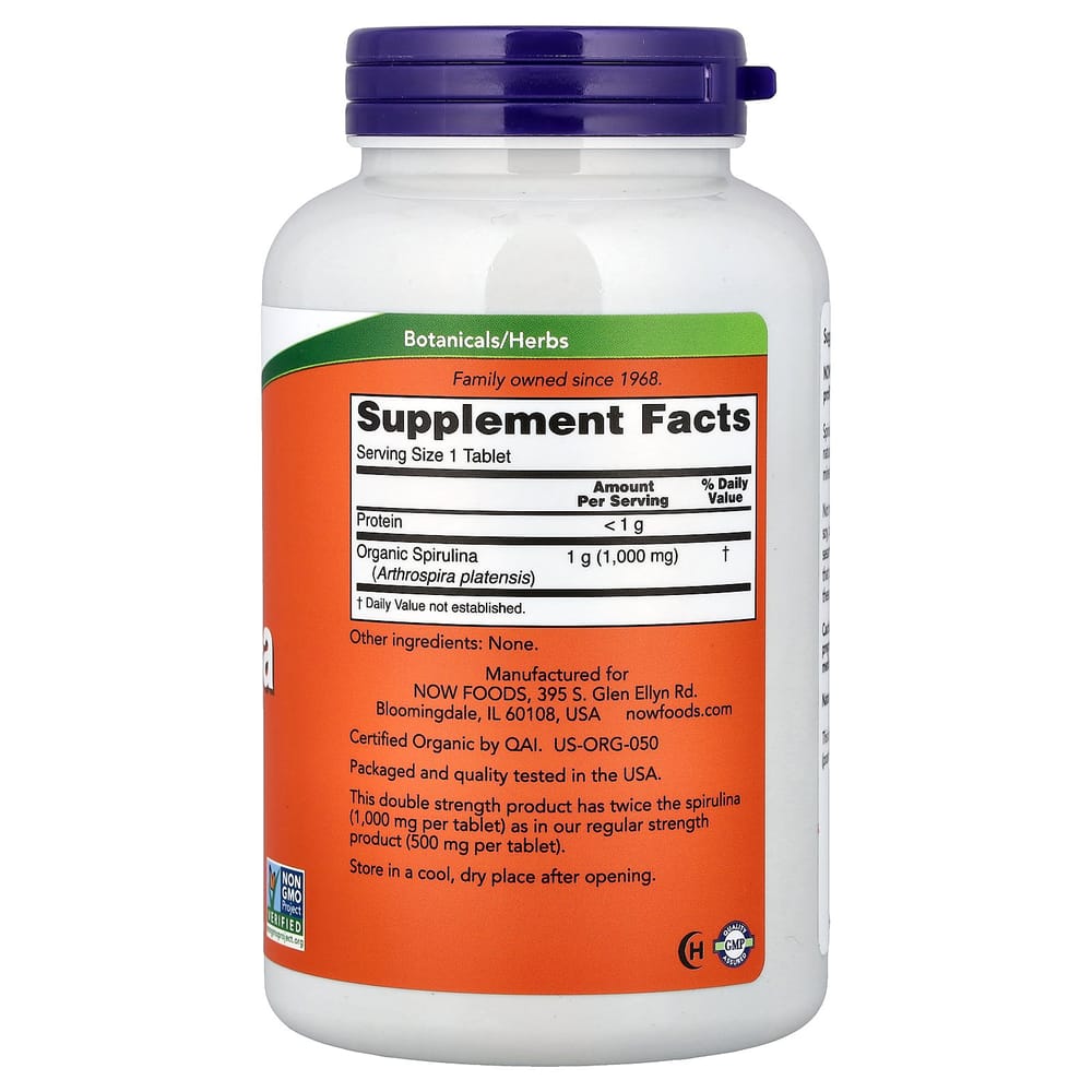 Now Foods Spiruline Certifiée 1000mg 240 Comprimés