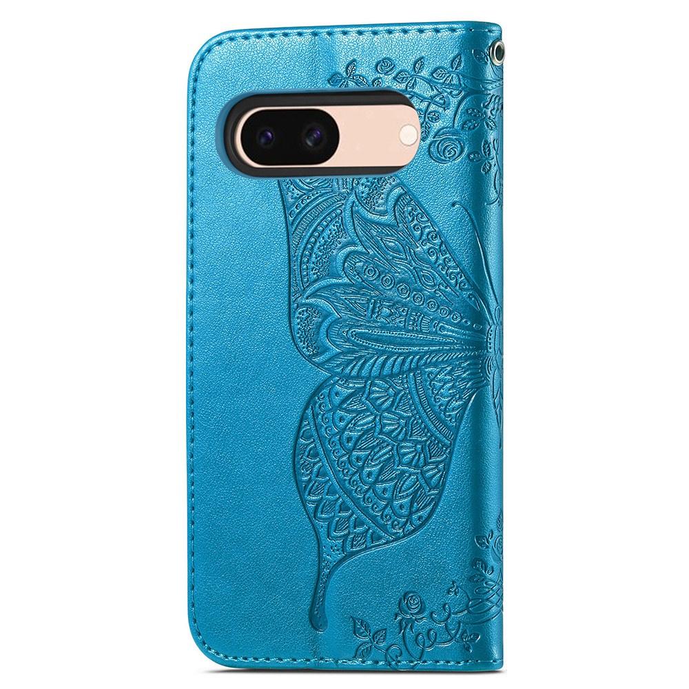 Klapphülle für Google Pixel 8A, Schmetterling, Blau