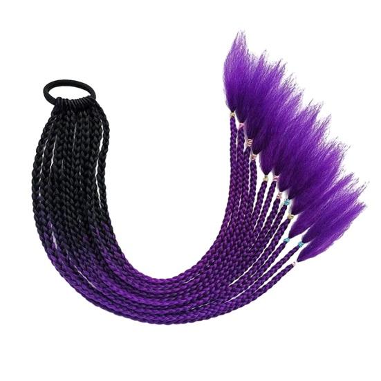 Gefälschte Pferdeschwanz-Perücke für Frauen, synthetische, farbige, geflochtene Pferdeschwanz-Haarverlängerung mit elastischem Gummiband, rutschfeste, coole Performance-Haardekoration