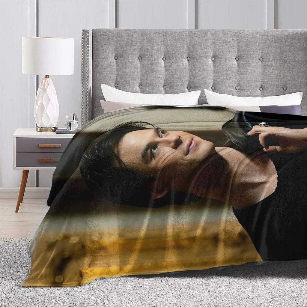 Damon Salvatore Blankets The Vampire Diaries Plush Funny Breathable Throw Blankets for Home Autumn/Winter