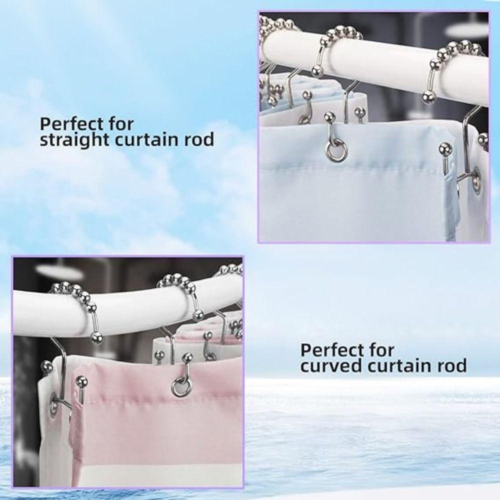 12pcs/set Rust Proof Shower Curtain Hooks with Fiveball Hill Bathing